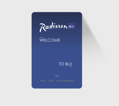Contactless RFID key fob with a chip for opening doors in hotels Radisson