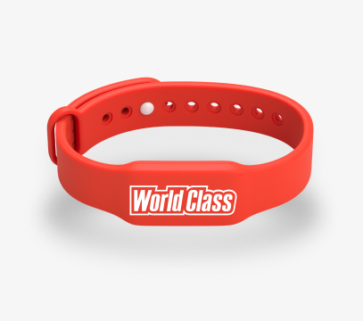 Membership to a fitness clubs in the form of silicone wristbands with a chip World Class